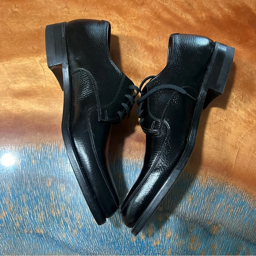Vintage Nunn Bush black split toed oxford newin box old stock leather 9.5